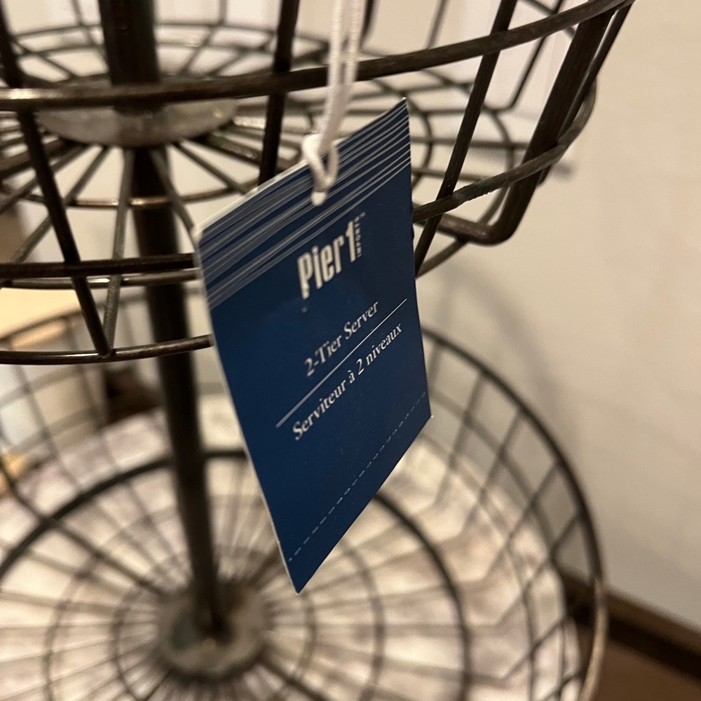 Pier One Metal Rustic Round Two Tier Country Farmhouse Tray - Picture 5 of 5